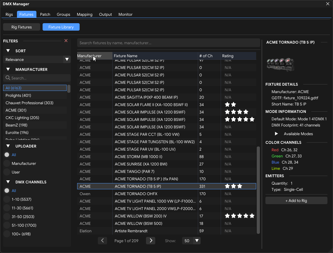 FXCanvas GDTF fixture library and patch